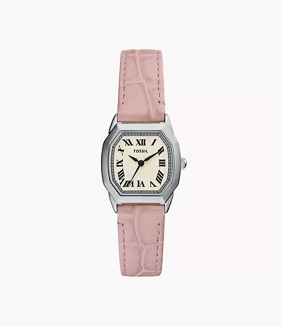 Harlow Three-Hand Light Pink Leather Watch