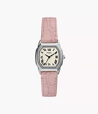Harlow Three-Hand Light Pink Leather Watch