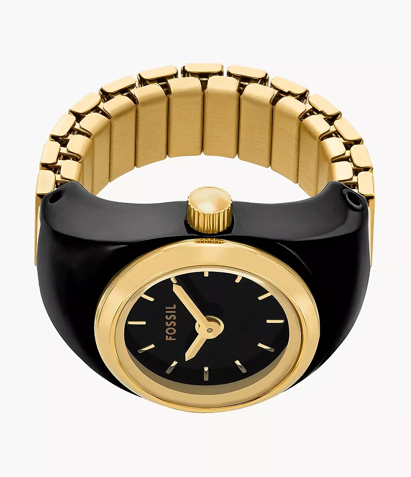 Watch Ring Two-Hand Gold-Tone Stainless Steel