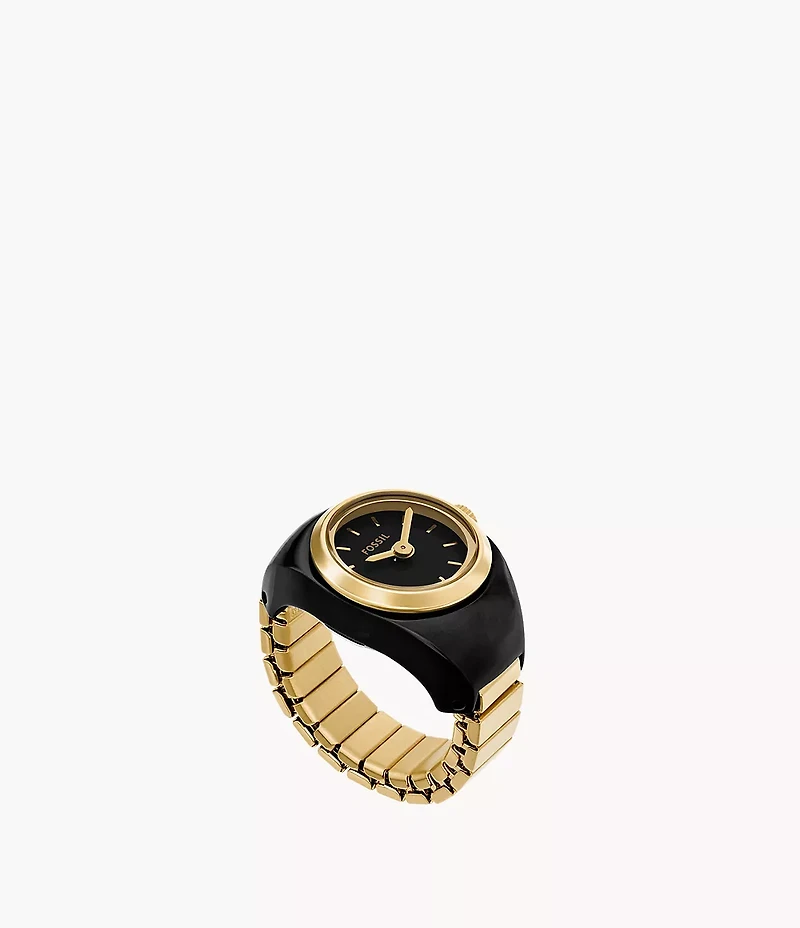 Watch Ring Two-Hand Gold-Tone Stainless Steel