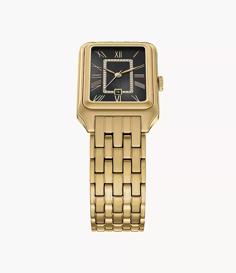 Raquel Three-Hand Date Gold-Tone Stainless Steel Watch