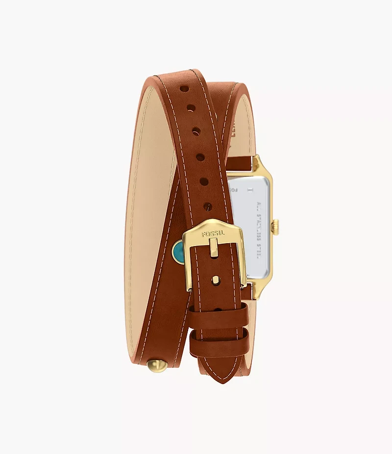 Raquel Three-Hand Date Brown Leather Watch