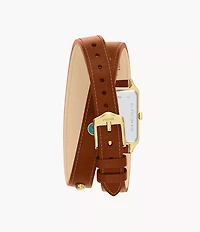 Raquel Three-Hand Date Brown Leather Watch