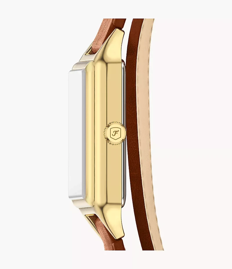 Raquel Three-Hand Date Brown Leather Watch