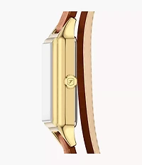 Raquel Three-Hand Date Brown Leather Watch
