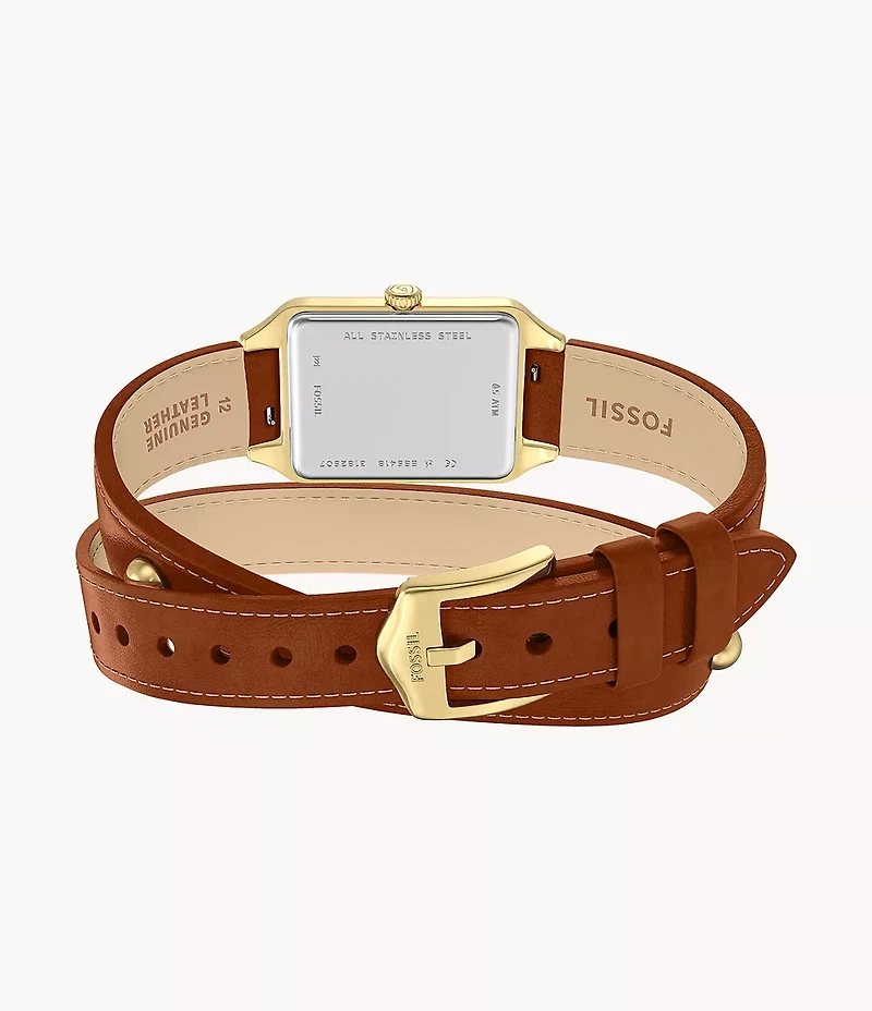 Raquel Three-Hand Date Brown Leather Watch