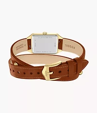 Raquel Three-Hand Date Brown Leather Watch