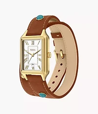 Raquel Three-Hand Date Brown Leather Watch