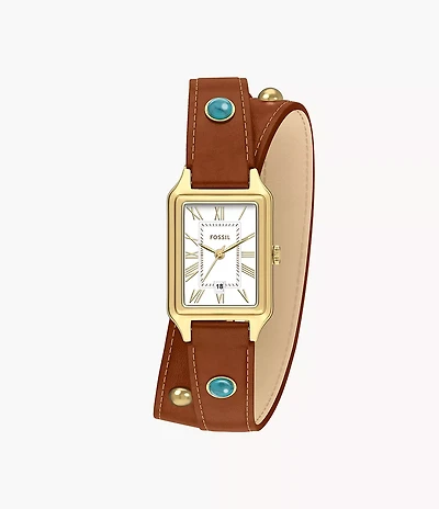 Raquel Three-Hand Date Brown Leather Watch