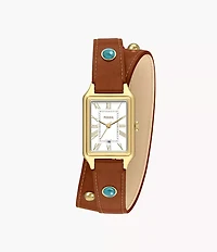 Raquel Three-Hand Date Brown Leather Watch