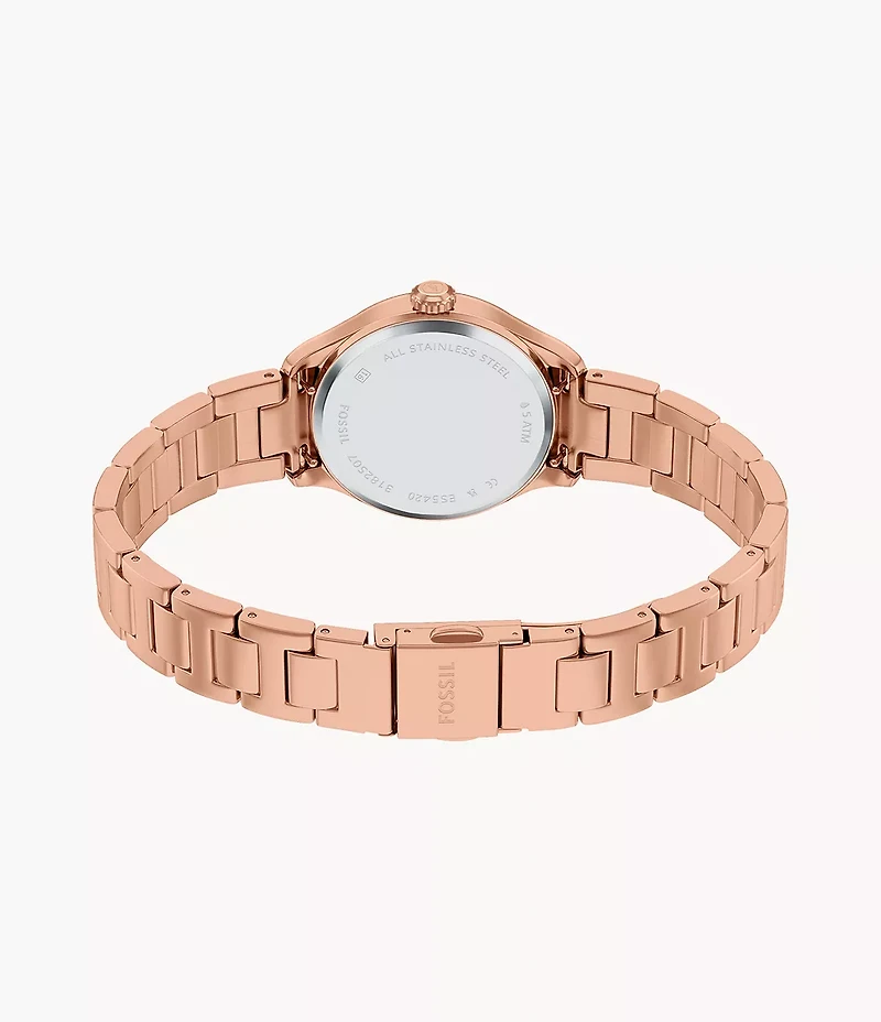 Gilmore Three-Hand Rose Gold-Tone Stainless Steel Watch