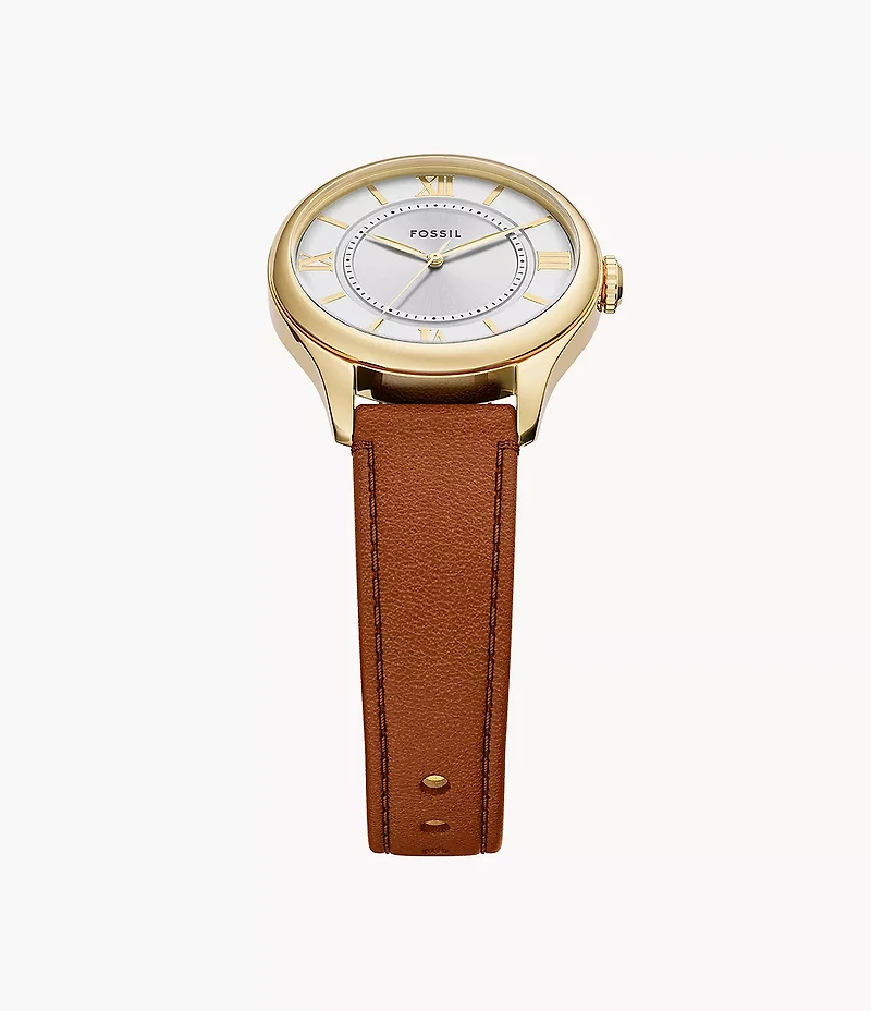 Gilmore Three-Hand Brown Leather Watch