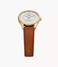 Gilmore Three-Hand Brown Leather Watch