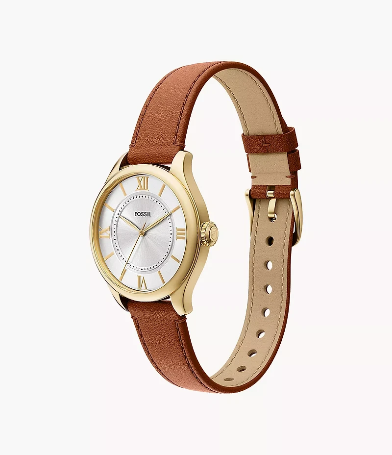 Gilmore Three-Hand Brown Leather Watch