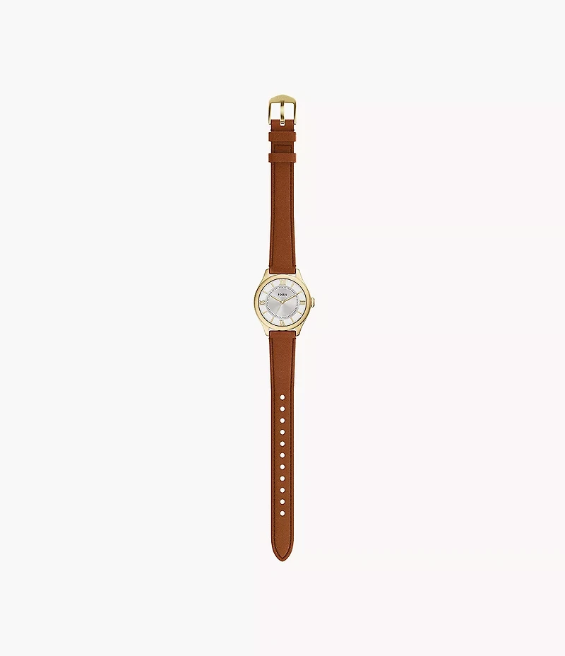 Gilmore Three-Hand Brown Leather Watch