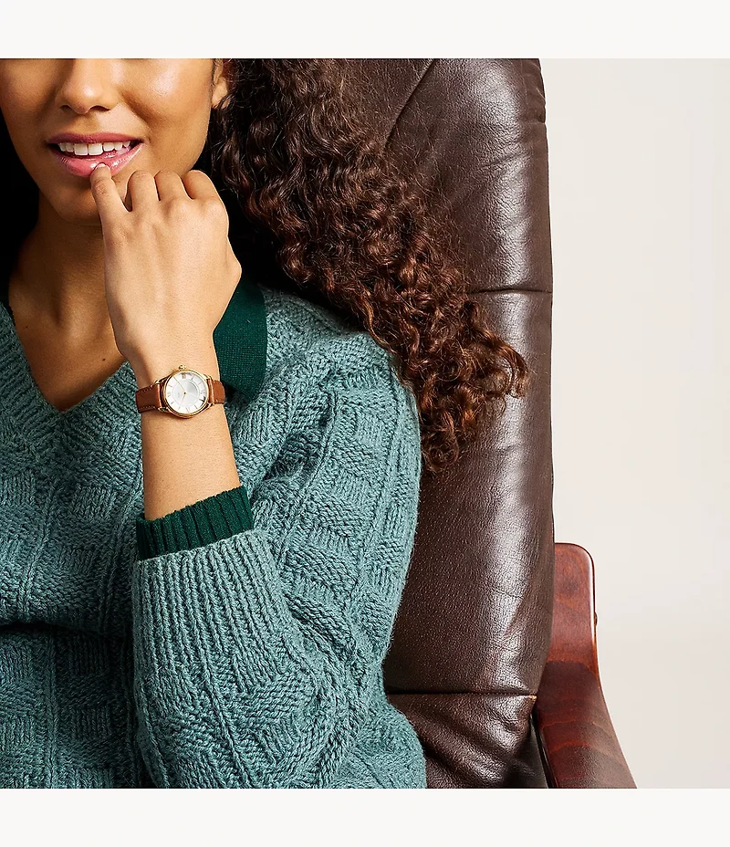 Gilmore Three-Hand Brown Leather Watch
