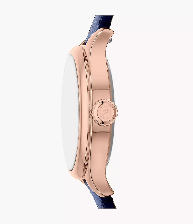 Gilmore Three-Hand Navy Croco Leather Watch