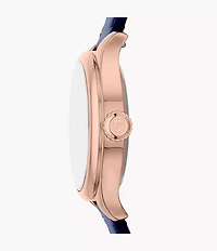 Gilmore Three-Hand Navy Croco Leather Watch