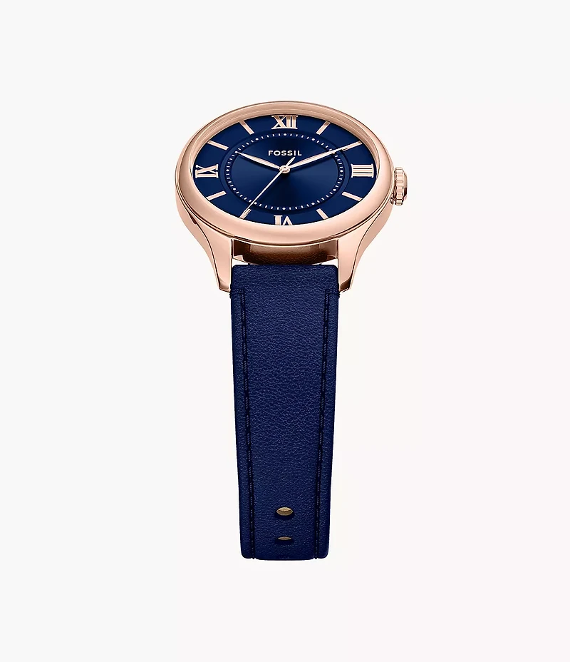 Gilmore Three-Hand Navy Croco Leather Watch