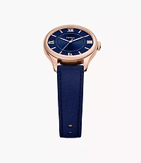 Gilmore Three-Hand Navy Croco Leather Watch