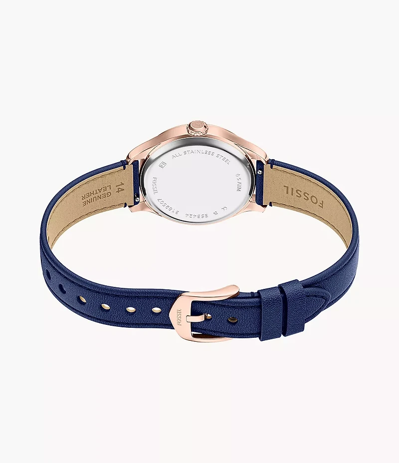 Gilmore Three-Hand Navy Croco Leather Watch