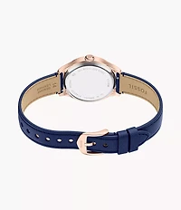 Gilmore Three-Hand Navy Croco Leather Watch