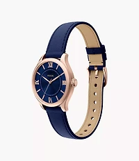 Gilmore Three-Hand Navy Croco Leather Watch