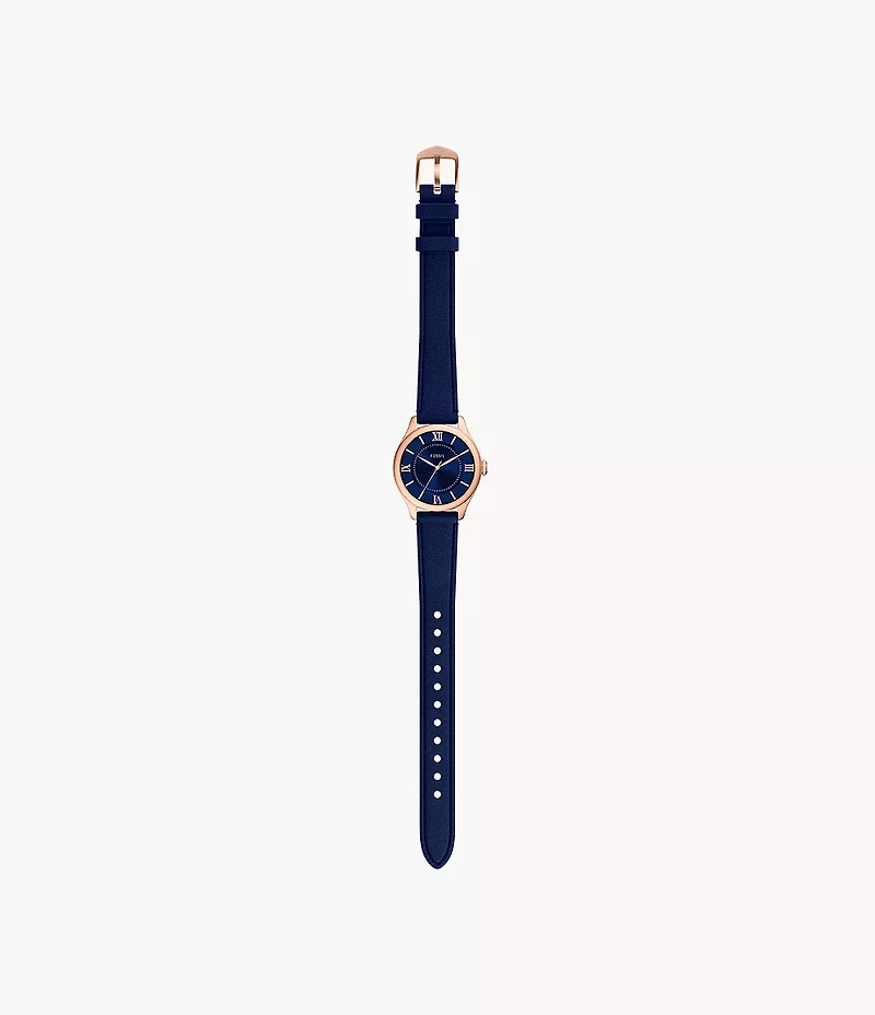 Gilmore Three-Hand Navy Croco Leather Watch