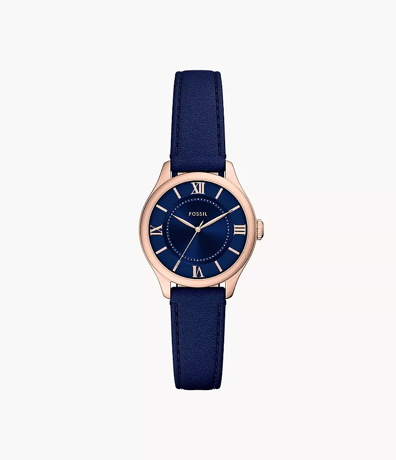 Gilmore Three-Hand Navy Croco Leather Watch