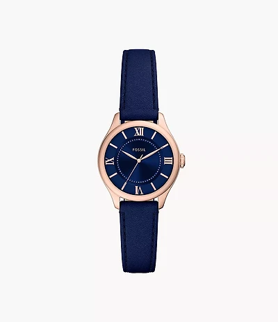 Gilmore Three-Hand Navy Croco Leather Watch