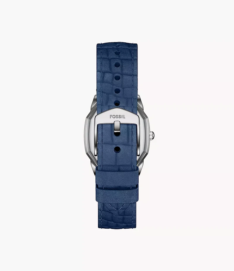 Harlow Three-Hand Navy Croco Leather Watch
