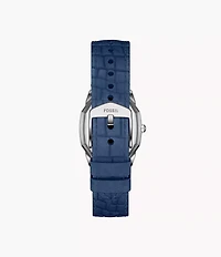 Harlow Three-Hand Navy Croco Leather Watch