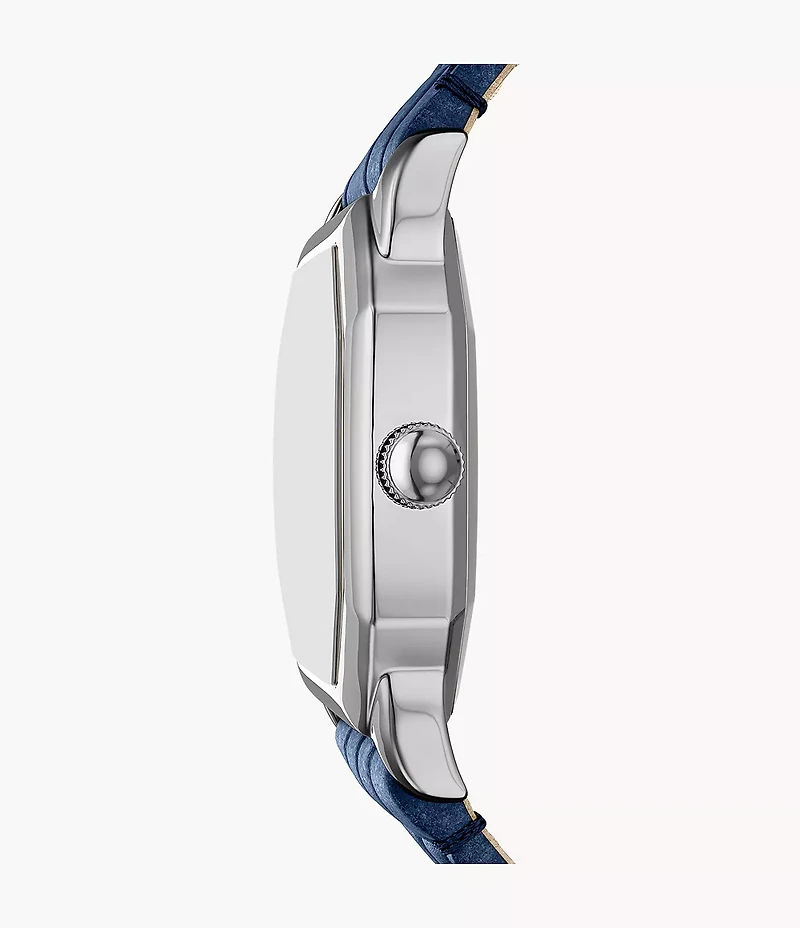 Harlow Three-Hand Navy Croco Leather Watch