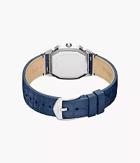 Harlow Three-Hand Navy Croco Leather Watch
