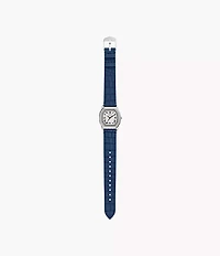 Harlow Three-Hand Navy Croco Leather Watch