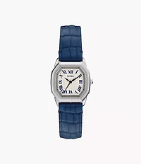Harlow Three-Hand Navy Croco Leather Watch