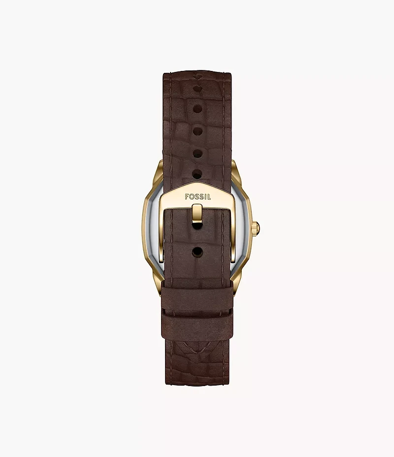 Harlow Three-Hand Brown Croco Leather Watch