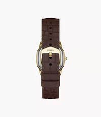 Harlow Three-Hand Brown Croco Leather Watch