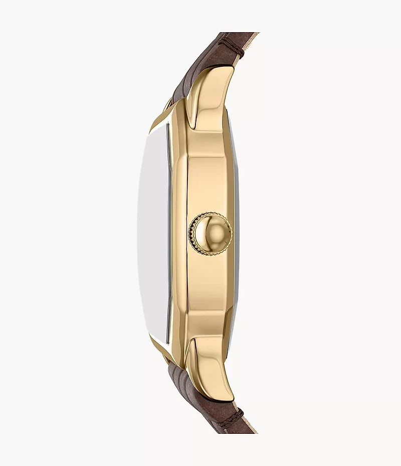 Harlow Three-Hand Brown Croco Leather Watch