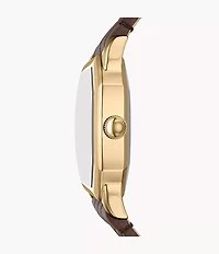 Harlow Three-Hand Brown Croco Leather Watch
