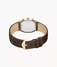 Harlow Three-Hand Brown Croco Leather Watch