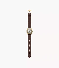 Harlow Three-Hand Brown Croco Leather Watch