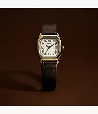 Harlow Three-Hand Brown Croco Leather Watch