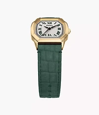 Harlow Three-Hand Croco Leather Watch