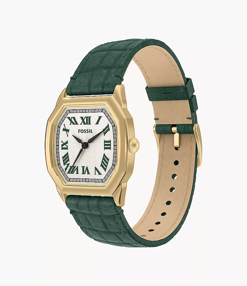 Harlow Three-Hand Croco Leather Watch