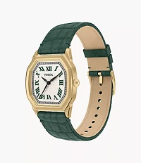 Harlow Three-Hand Croco Leather Watch