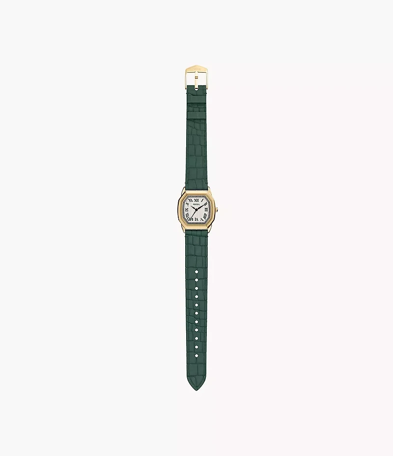 Harlow Three-Hand Croco Leather Watch