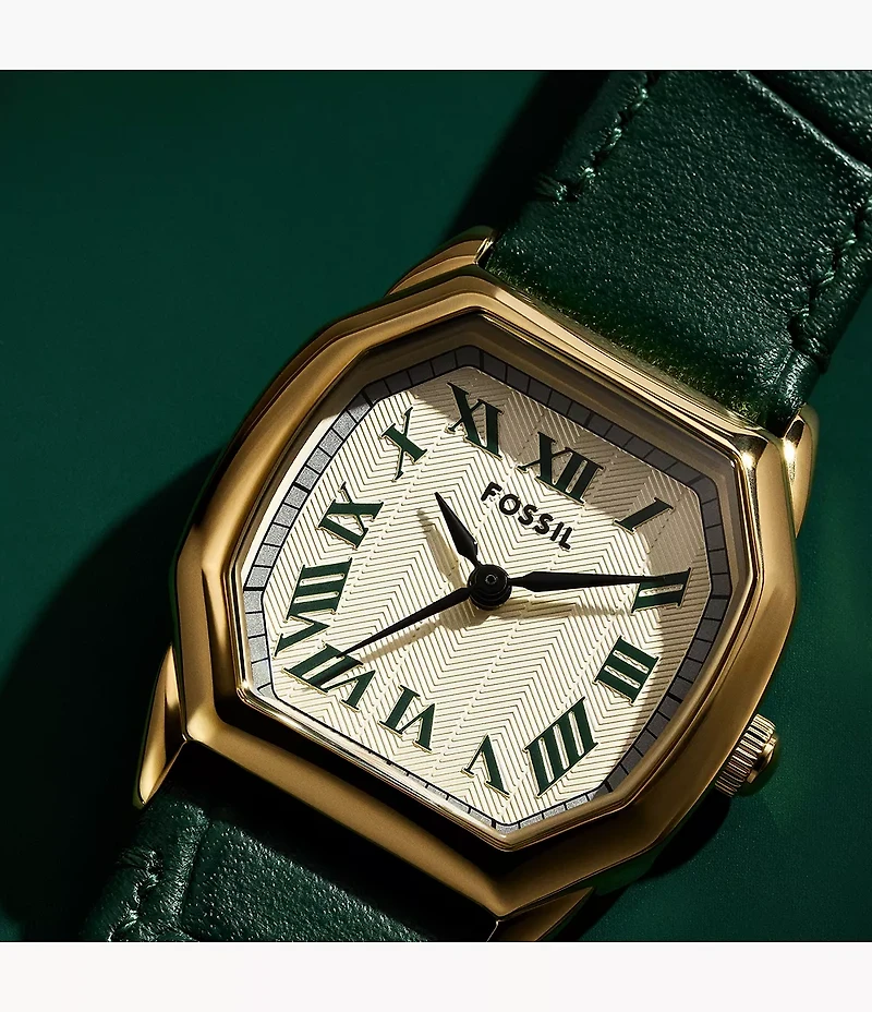 Harlow Three-Hand Croco Leather Watch