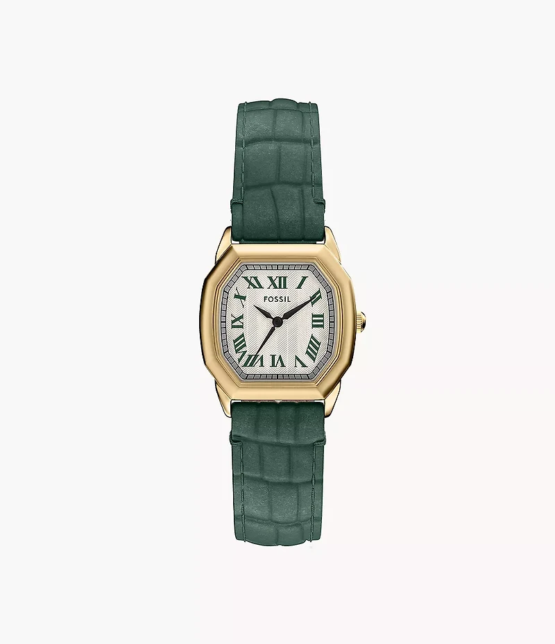 Harlow Three-Hand Croco Leather Watch