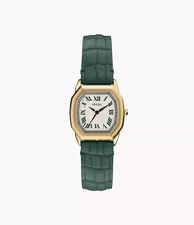 Harlow Three-Hand Green Croco Leather Watch